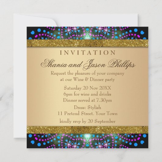 Bohemian Lights Gold Sparkle Colours Kaart (Achterkant)