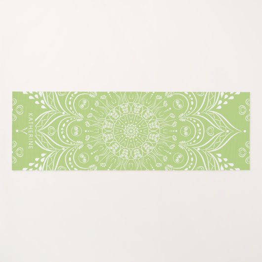 Bohemian Lime Green Beauful Mandala Yogamat (Voorkant (horizontaal))