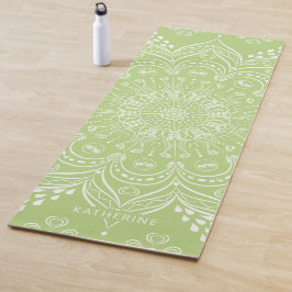 Bohemian Lime Green Beauful Mandala Yogamat