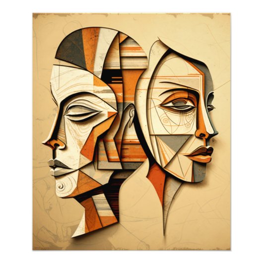 Bohemian Line Art Couple Poster (Voorkant)