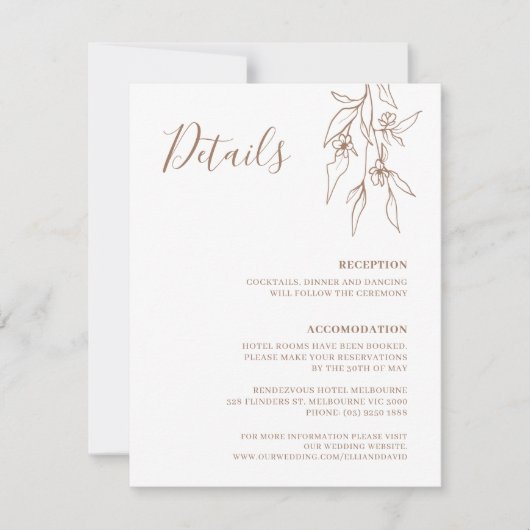 Bohemian Linear Wildflower Weddenkaart (Voorkant)