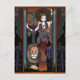 Bohemian Lion Tamer Girl Circus Preformer Leona Briefkaart