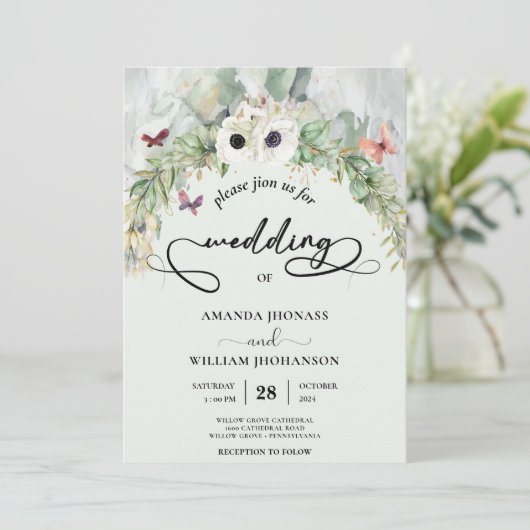 Bohemian Lush Greenery Arch Summer Garden Weddensc Kaart (Staand voorkant)