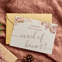 Bohemian Maid of Honor proposal Kaart Boho Flowers
