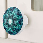 Bohemian Mandala Floral Pattern Turquoise Blauwgro Keramische Knop