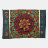 Bohemian Mandala Gold+Blauwgroen Citaat Towel Theedoek (Horizontaal)