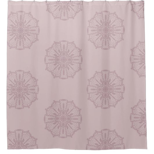 Bohemian Mandala Hand Drawn Blush Shower Curtain Douchegordijn (Voorkant)