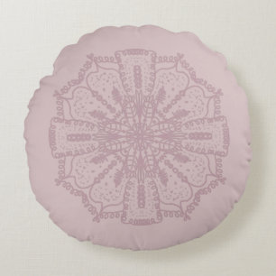 Bohemian Mandala Hand Drawn Mute Pink Round Pillow Rond Kussen