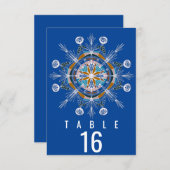 Bohemian Mandala Mustard Blue Seating Wedding Kaart (Voorkant / Achterkant)