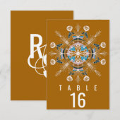 Bohemian Mandala Mustard Seating Wedding Kaart (Voorkant / Achterkant)