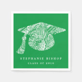 Bohemian Mandala Pattern Afstuderen Pet Groen Servetten (Voorkant)