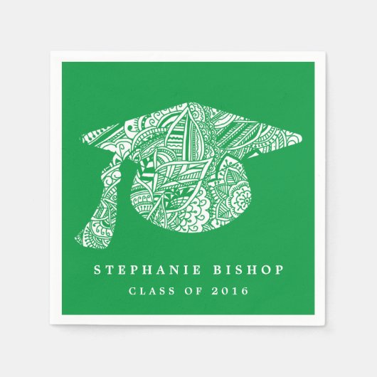 Bohemian Mandala Pattern Afstuderen Pet Groen Servetten (Voorkant)
