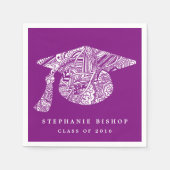 Bohemian Mandala Pattern Afstuderen Pet Paarse Servet (Voorkant)