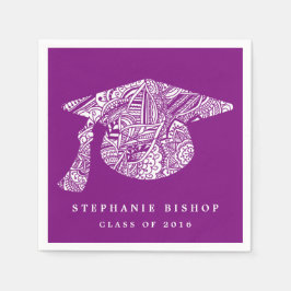 Bohemian Mandala Pattern Afstuderen Pet Paarse Servet