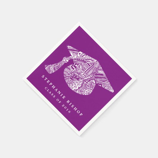 Bohemian Mandala Pattern Afstuderen Pet Paarse Servet (Hoek)