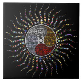 Bohemian Mandala, positieve inspirerende woorden Tegeltje