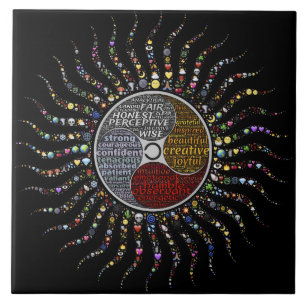 Bohemian Mandala, positieve inspirerende woorden Tegeltje