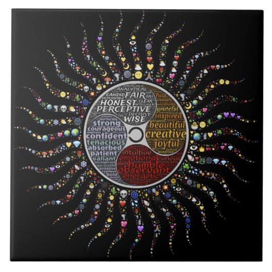 Bohemian Mandala, positieve inspirerende woorden Tegeltje (Voorkant)