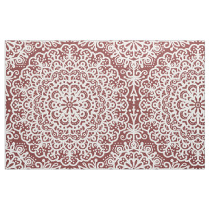 Bohemian Mandala White Lace op Bourgondische juwee Stof