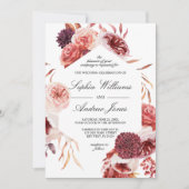 Bohemian Marsala English Rose Wedding Kaart (Voorkant)