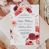 Bohemian Marsala English Rose Wedding Kaart