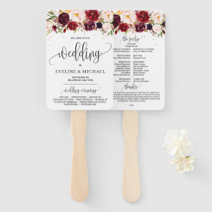Bohemian marsala floral blush roze bruiloft handwaaier