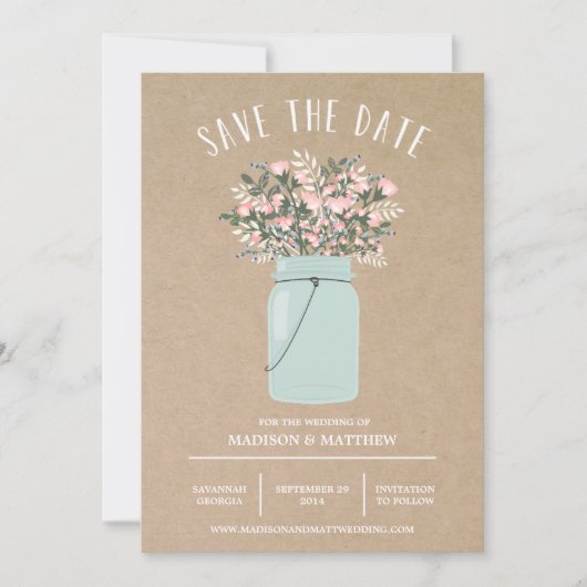 Bohemian Mason Jar | De bekendmaking van de datum Save The Date (Voorkant)