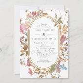 Bohemian Mauve Wildflower Pill Shape Lijst Weddens Kaart (Voorkant)