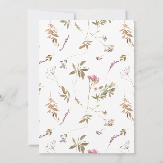 Bohemian Mauve Wildflower Pill Shape Lijst Weddens Kaart (Achterkant)