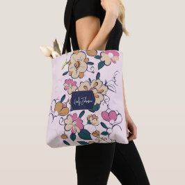 Bohemian Meadow Floral Sketch Style Tote Bag