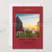 Bohemian Medieval Photo Wedding Invitation Kaart (Voorkant)