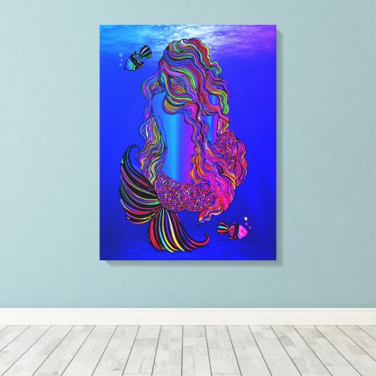 Bohemian Mermaid Canvas Wall Art (Insitu (Houten vloer))