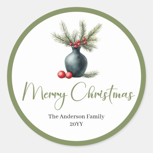 Bohemian Minimalist Christmas Bouquet Sticker (Voorkant)