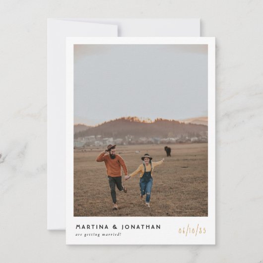 Bohemian Minimalist Mustard Bohemian Photo Weduwen Kaart (Voorkant)