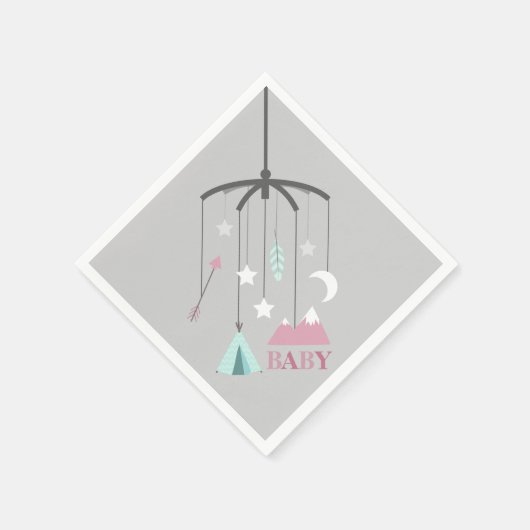Bohemian Mobile Modern Roze Baby shower servetten (Hoek)