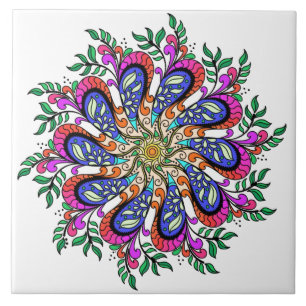 Bohemian Mod Floral Mandala Tegeltje