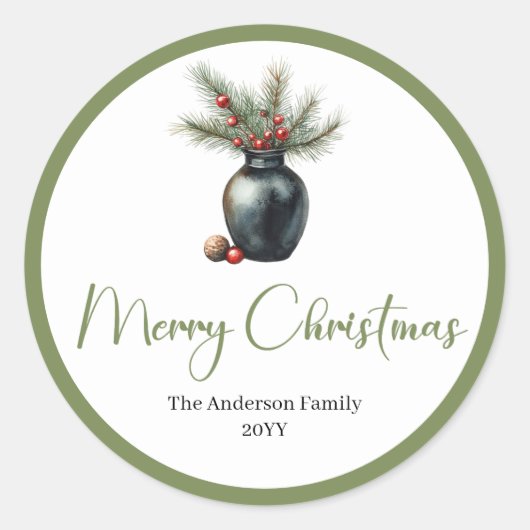 Bohemian Modern Christmas Bouquet Holiday Sticker (Voorkant)