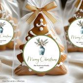 Bohemian Modern Christmas Bouquet Watercolor Label