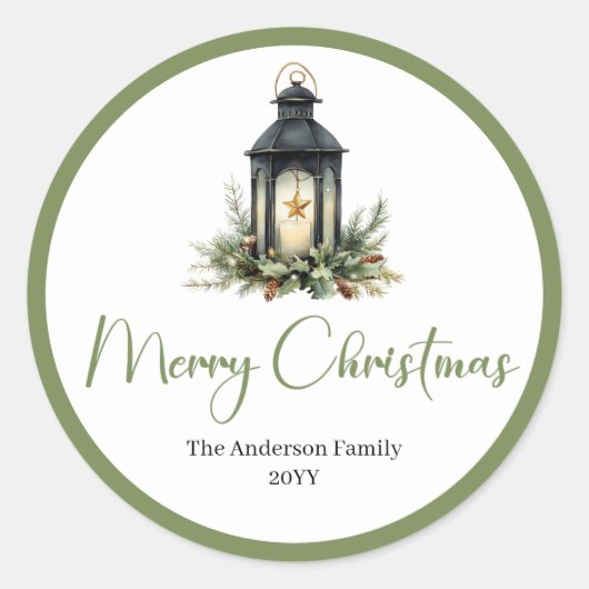 Bohemian Modern Christmas Lantern Gift Sticker (Voorkant)