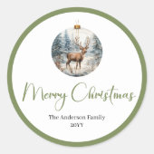 Bohemian Modern Christmas Scene Neutral Holiday  Ronde Sticker (Voorkant)