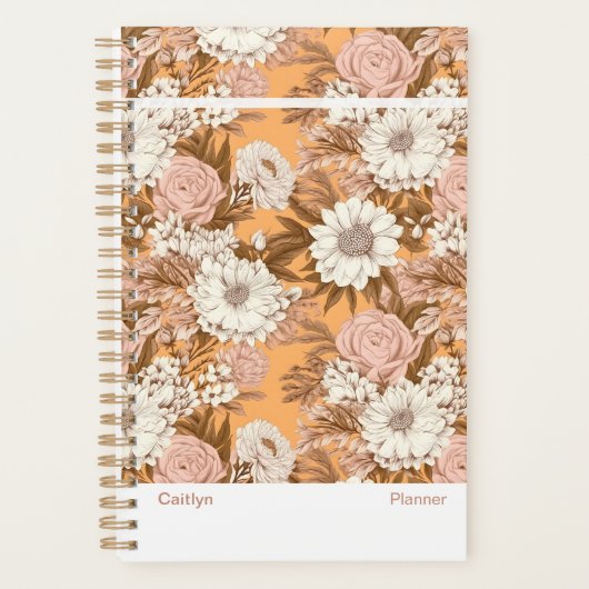 Bohemian Modern Orange and Peach Floral Planner (Voorkant)