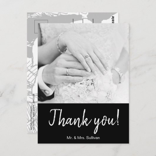 Bohemian Modern Photograph Zwart Dank u Briefkaart (Voorkant / Achterkant)