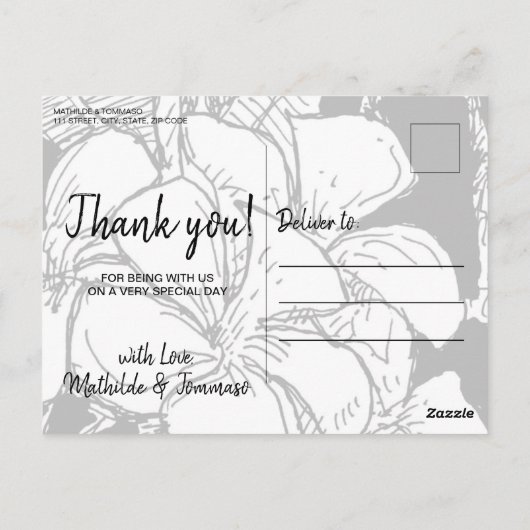 Bohemian Modern Photograph Zwart Dank u Briefkaart (Achterkant)