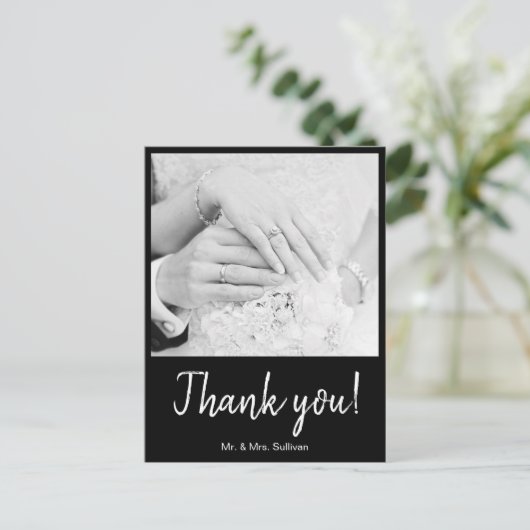 Bohemian Modern Photograph Zwart Lijst Dank u Briefkaart (Staand voorkant)