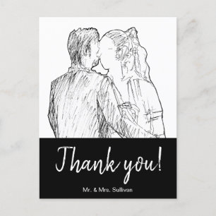 Bohemian Modern Sketch Fotografie Zwart Dank u Briefkaart