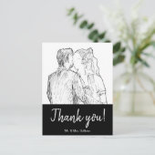Bohemian Modern Sketch Fotografie Zwart Dank u Briefkaart (Staand voorkant)