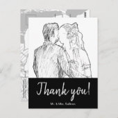 Bohemian Modern Sketch Fotografie Zwart Dank u Briefkaart (Voorkant / Achterkant)