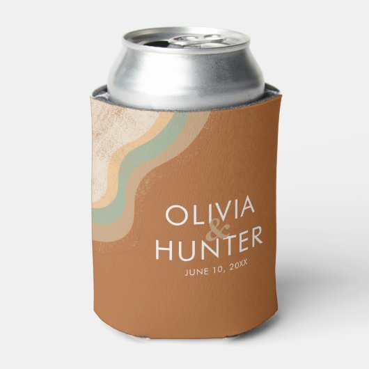 Bohemian Modern Terracotta Wedding Favors Blikjeskoeler (Blikje Voorkant)