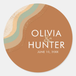 Bohemian Modern Terracotta Wedding Ronde Sticker