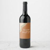 Bohemian Modern Terracotta Wedding Wijn Etiket (Voorkant)